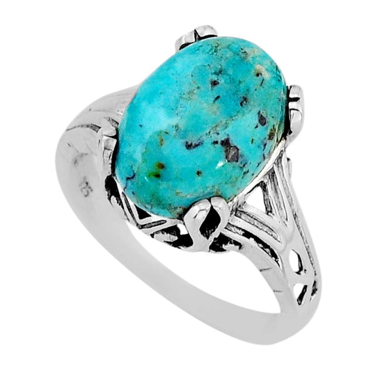 solitaire green arizona mohave turquoise 925 silver ring size 8.5