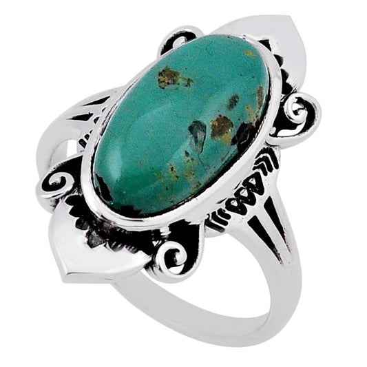 solitaire green arizona mohave turquoise silver ring size 7