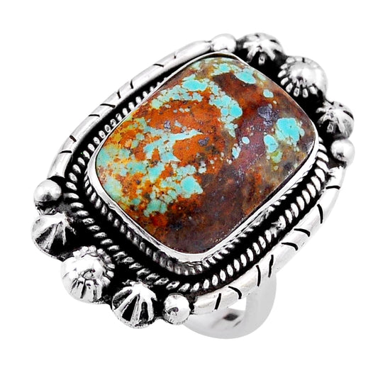 solitaire matrix Royston turquoise silver ring size 7