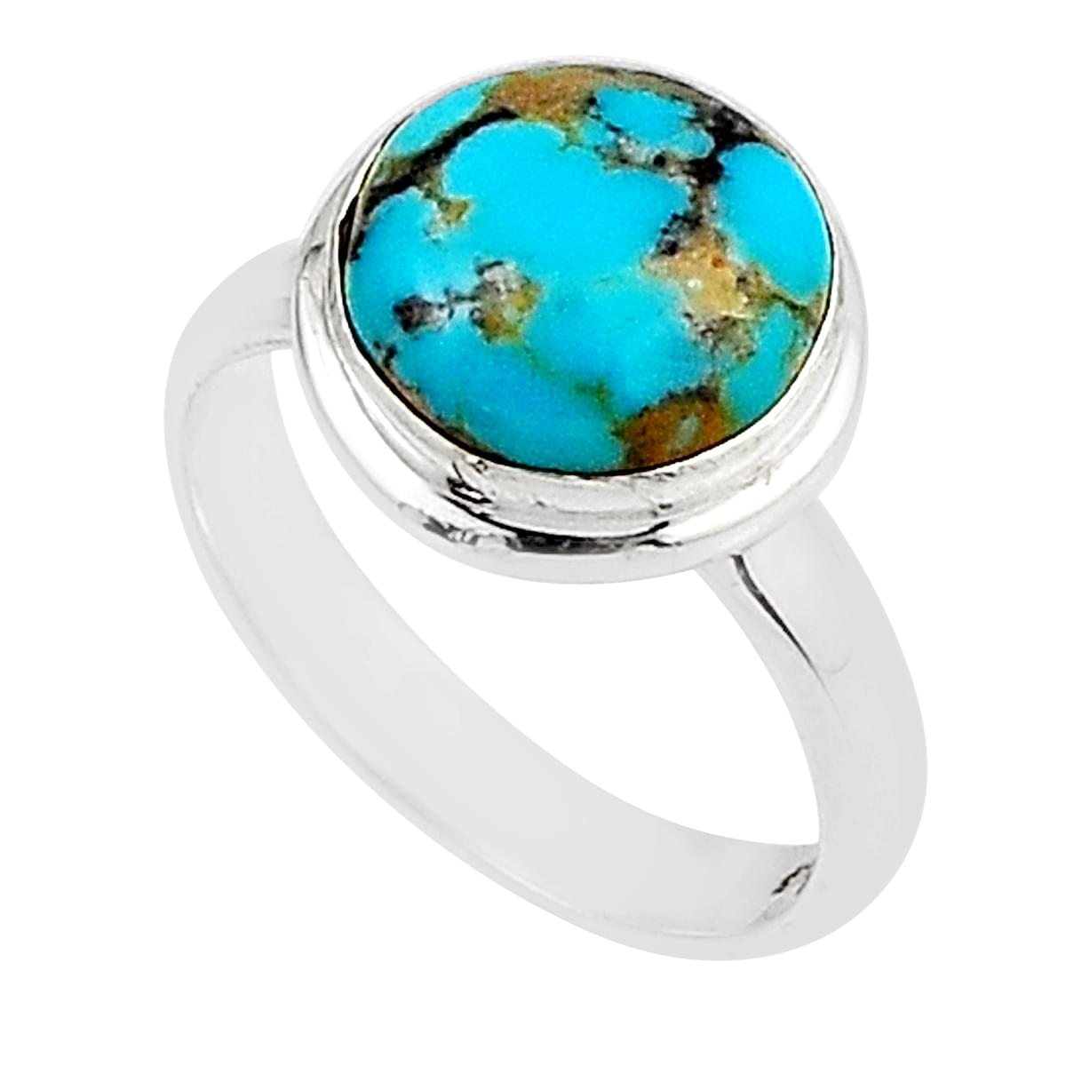 solitaire natural green king man turquoise 925 silver ring size 7