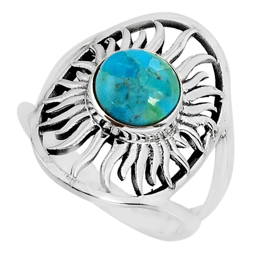 3.40cts solitaire natural green kingman turquoise 925 silver ring size 8