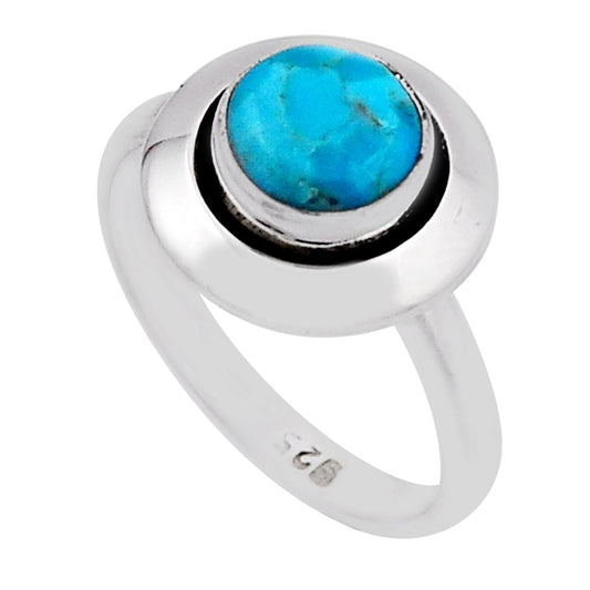 size 5.5 solitaire natural turquoise round silver ring