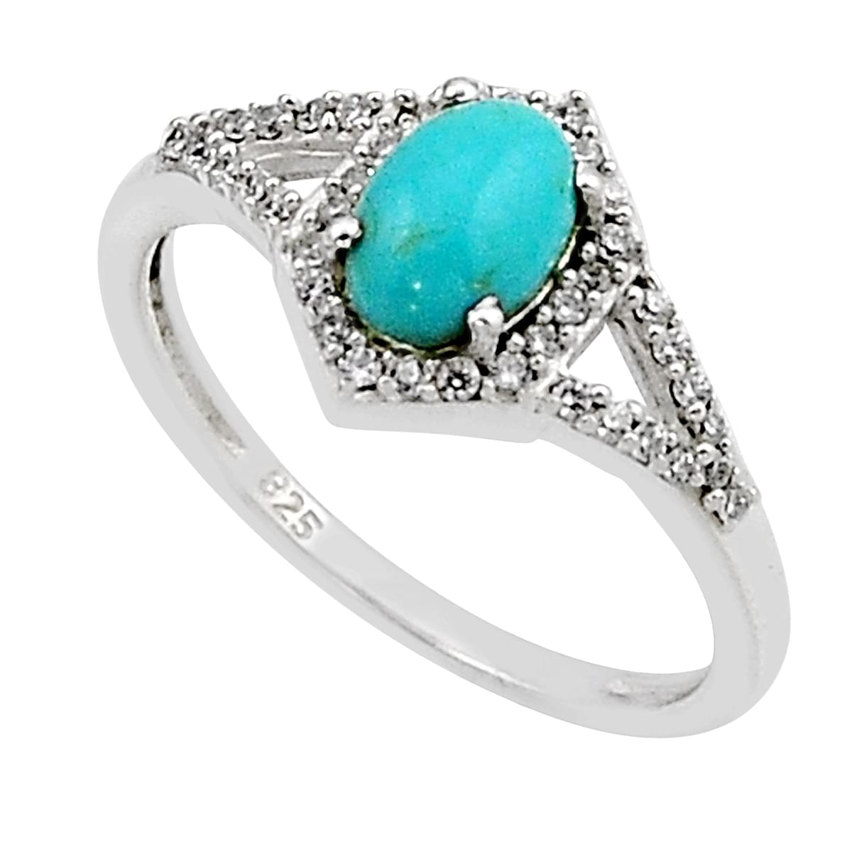 solitaire natural king man turquoise topaz silver ring size 7.5