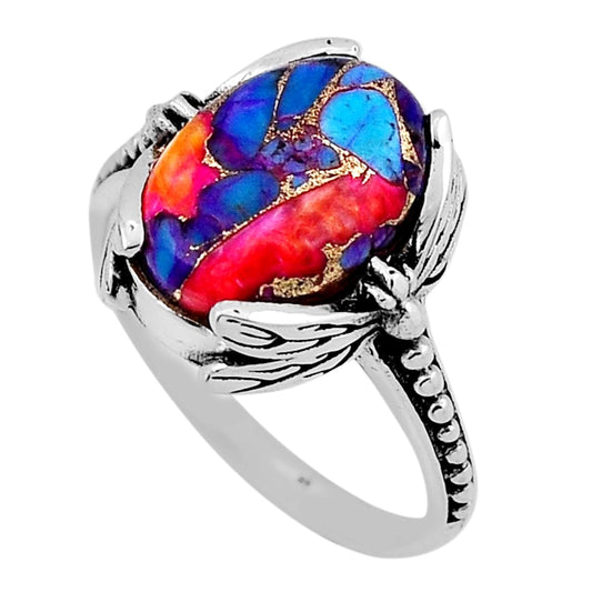 solitaire spiny oyster arizona turquoise 925 silver ring size 9