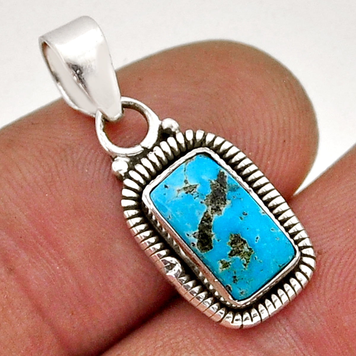 south hills turquoise octagon 925 sterling silver pendant