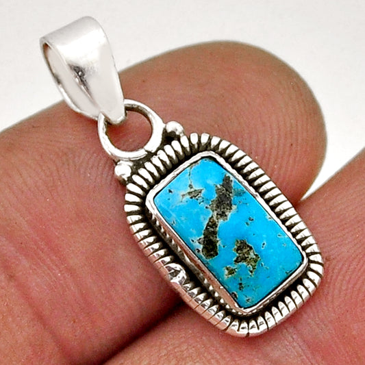 south hills turquoise octagon 925 sterling silver pendant