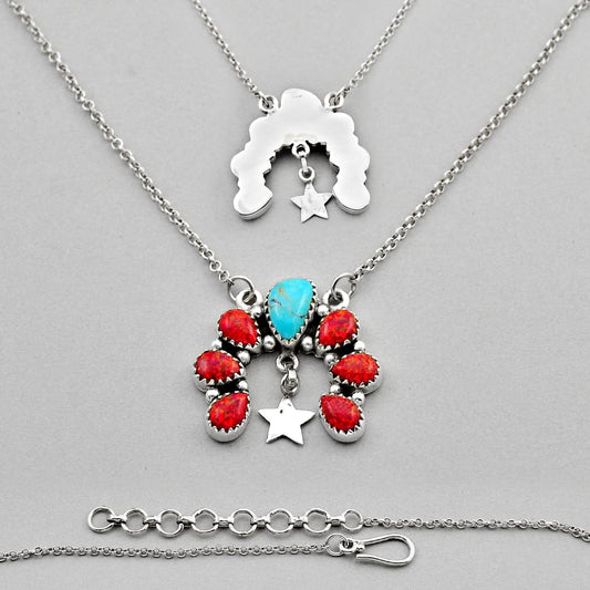 10.05cts star kingman turquoise australian opal (lab) 925 silver necklace